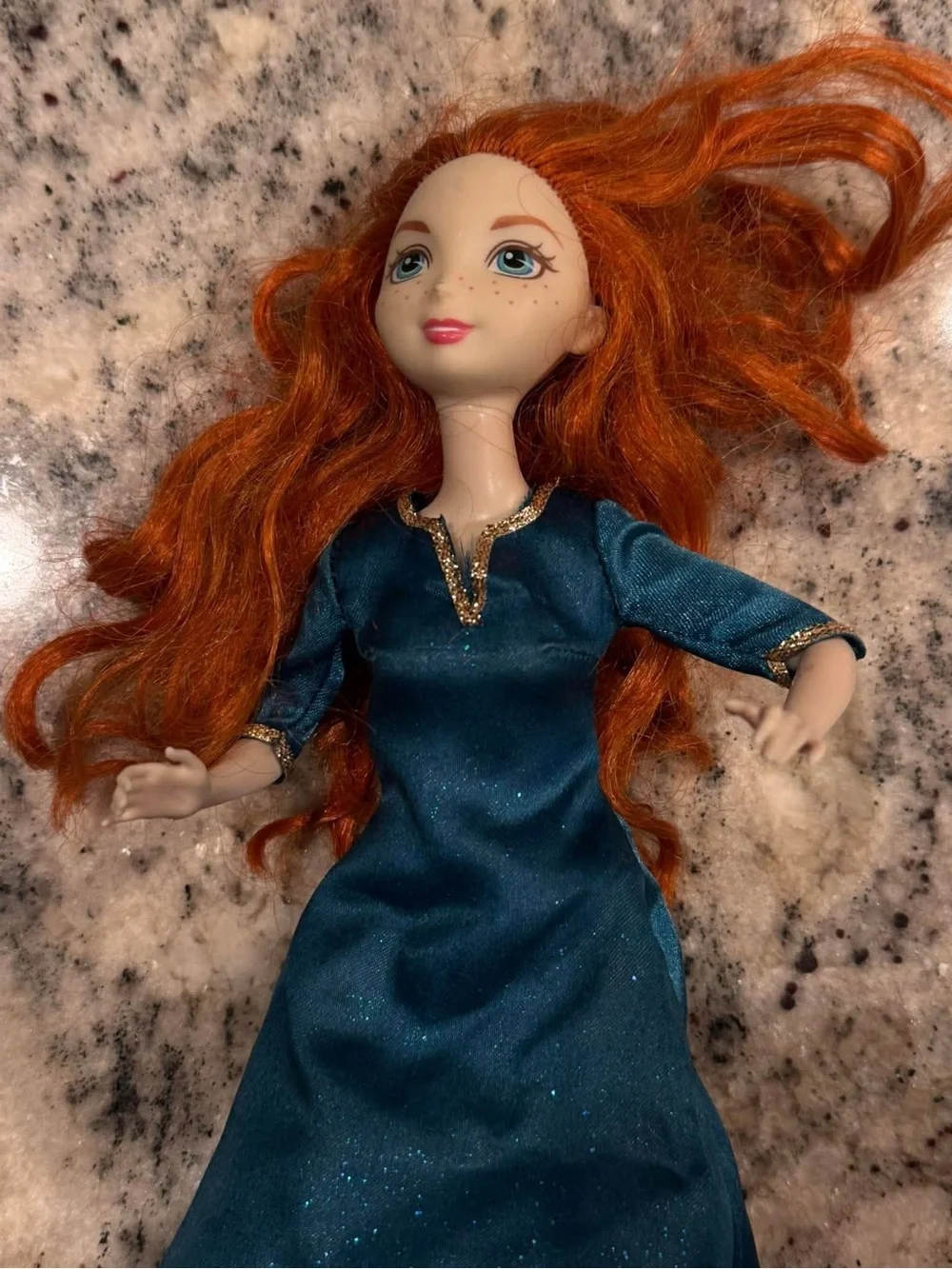 Disney Merida Doll with Vibrant Red Hair and Teal Gown